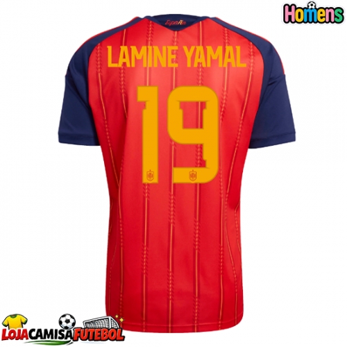 Camisa de Futebol Espanha Lamine Yamal #19 Equipamento Principal Mundo 2026 Manga Curta